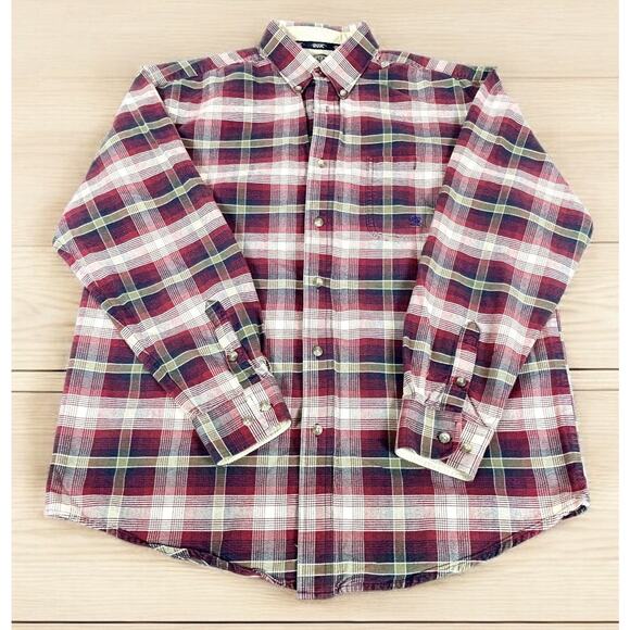 WRANGLER Twenty X Plaid Red / White 100% Cotton LS Button Down Men's Large - Picture 1 of 9
